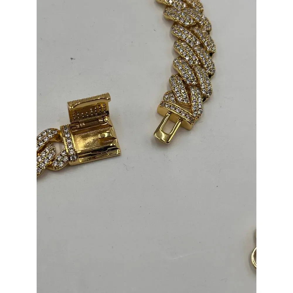 Gold Presidents Designer‎ Pres Cuban Link Cubic Zirconia 18k Gold Plated (12MM)
